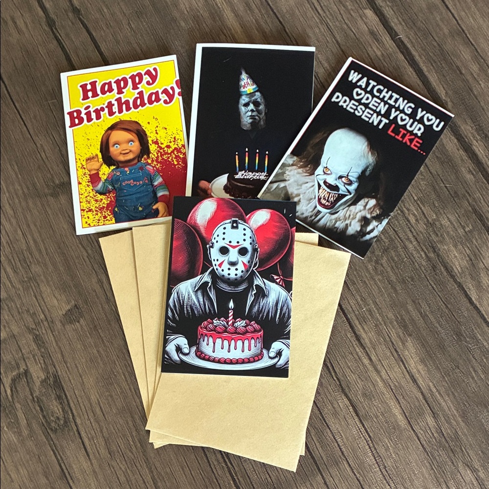 Horror Themed Birthday Cards Set